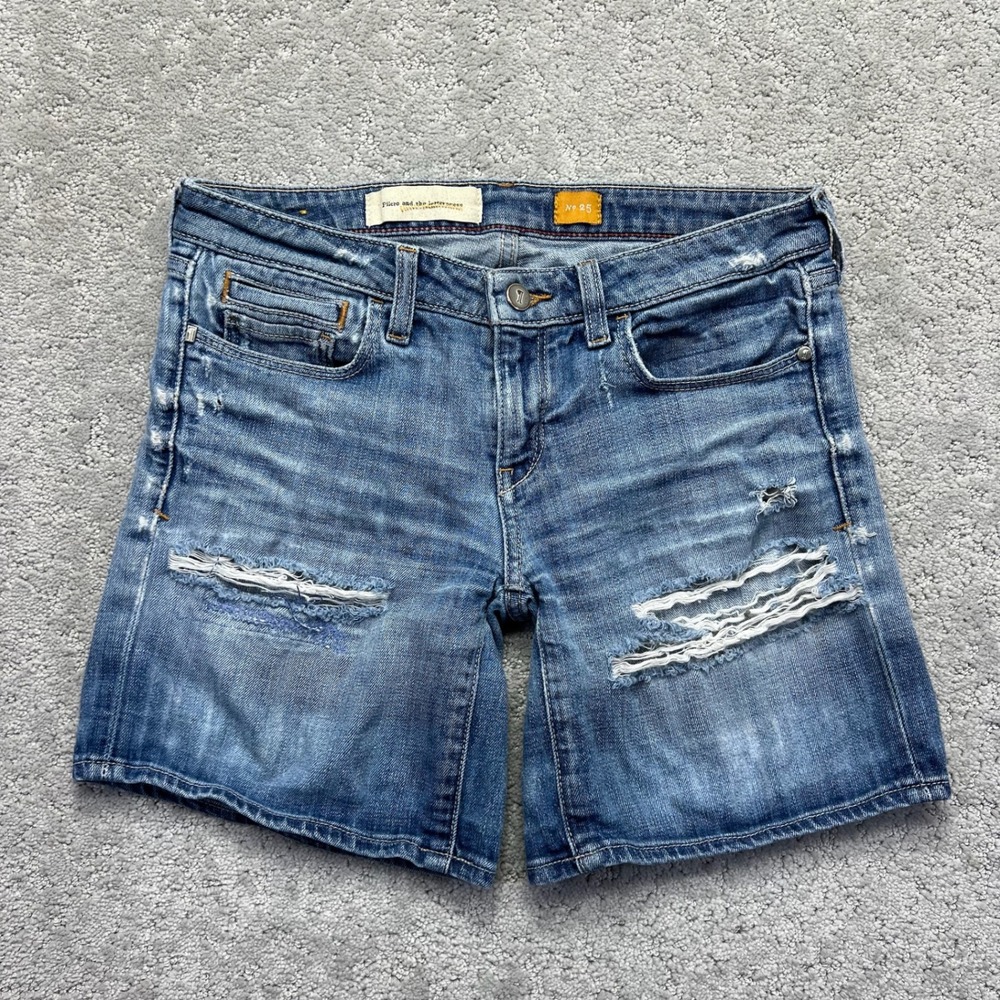 Pilcro and the Letterpress Denim Shorts Womens Size 25 Blue Distressed Low Rise